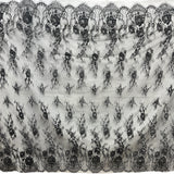 Embroidered Chantilly Lace Fabric with Eyelash Scallop
