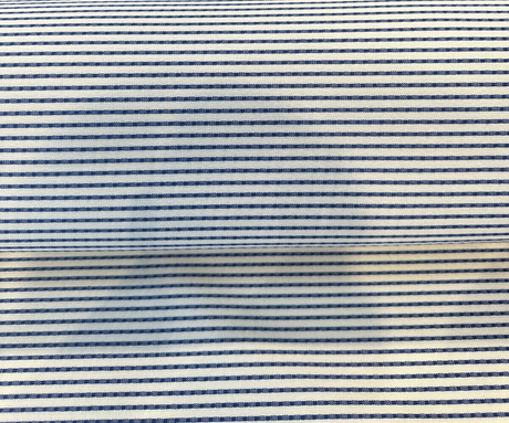 Stitch Royalty Ticking Blue High UV Polyester Fabric - Royalty Blue/Cream Beige Ticking Stripe, 54" Width (1 Yard)