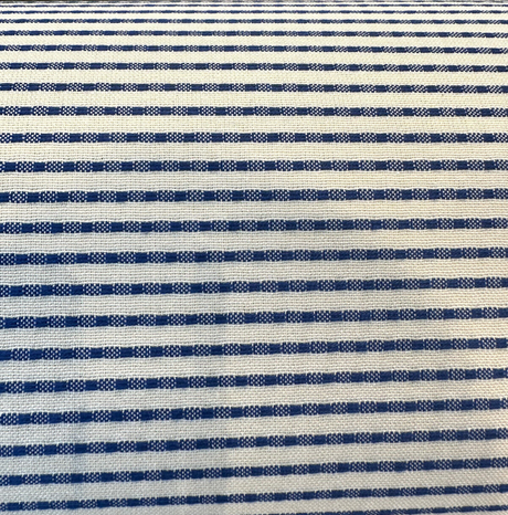Stitch Royalty Ticking Blue High UV Polyester Fabric - Royalty Blue/Cream Beige Ticking Stripe, 54" Width (1 Yard)