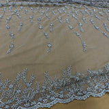 1 Yard Beaded Lace Fabric Embroidered on Polyester Net Mesh 50 inch Width