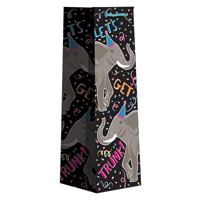 Patterned Wine Gift Bags   4 1/2" X 4 1/2" X 14"  Let's Get Trunk! - 60 EACH