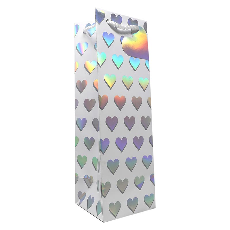 Patterned Wine Gift Bags   4 1/2" X 4 1/2" X 14"  True Love - 60 EACH