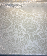 Imperial Sheer Cut Velvet Fabric - Ivory Beige, 54" Width, Vertical Repeat 12 1/2", Horizontal Repeat 12" (1 Yard)