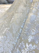 Imperial Sheer Cut Velvet Fabric - Ivory Beige, 54" Width, Vertical Repeat 12 1/2", Horizontal Repeat 12" (1 Yard)