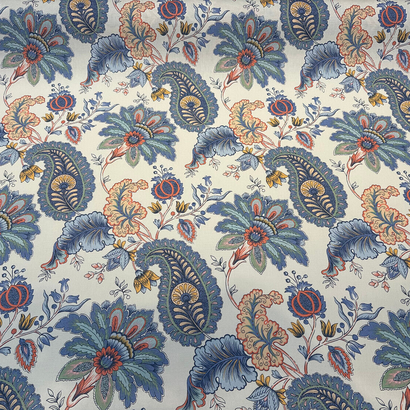 Brenda Garden Cotton Blend Fabric - Blue Floral Paisley, 56" Width (1 Yard)