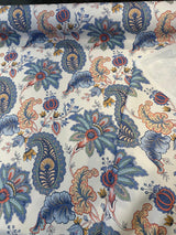 Brenda Garden Cotton Blend Fabric - Blue Floral Paisley, 56" Width (1 Yard)