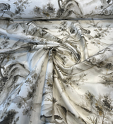 Nikita Egret Bird Cotton Fabric - Pewter White Bird Print, 54" Width (1 Yard)
