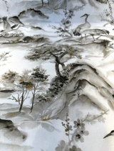 Nikita Egret Bird Cotton Fabric - Pewter White Bird Print, 54" Width (1 Yard)