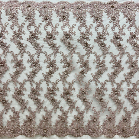 Beaded 3D Floral Lace Mesh