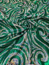 Foil Flame Spandex Fabric - Holographic Flame Print, 58" Width (1 Yard)