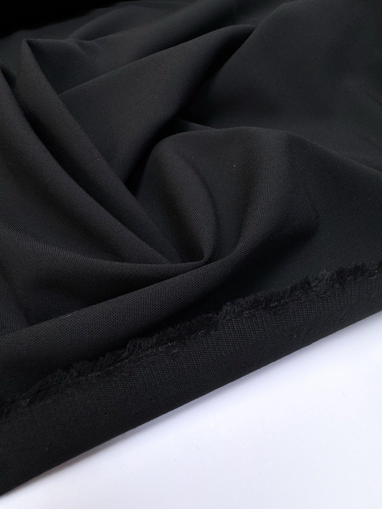 Black Polyester Virgin Wool Blend Woven