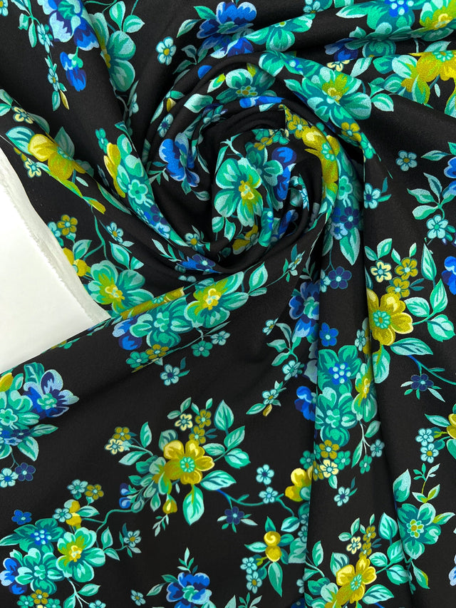 Polyester Elastane Floral Print Green