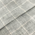Grey Windowpane Linen Blend Linen Fabric - Grey Windowpane, 58/60" Width