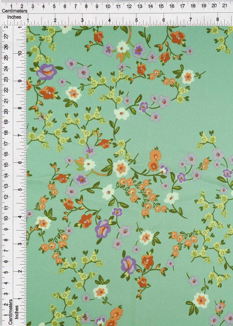 1 Yard Bubble Satin Floral Print Fabric, 58/59'' Wide Polyester Spandex Blend