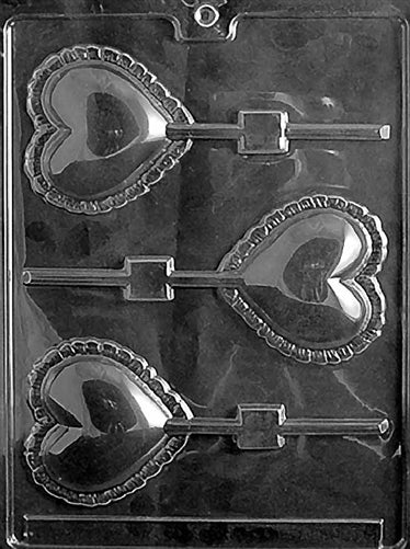 Large Lace Heart Lollipop Chocolate Mold - LPV032
