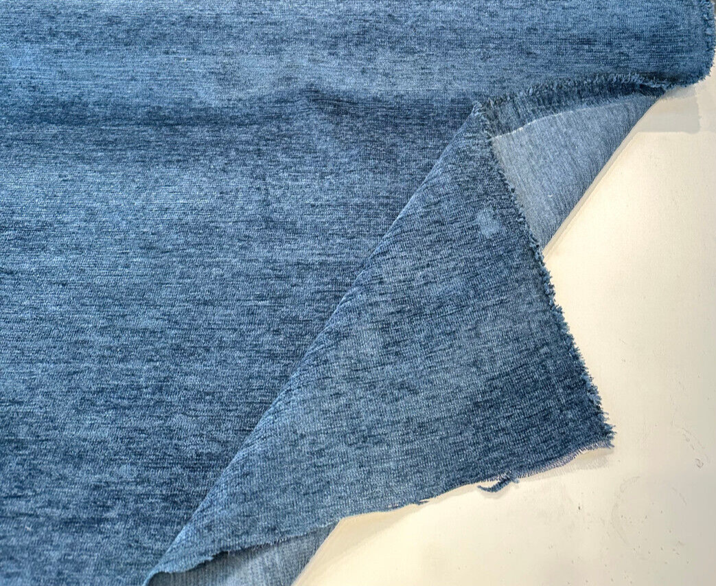 Soft Chenille Upholstery Fabric - Surf Blue Cuddle Backed, 54" Width (1 Yard)