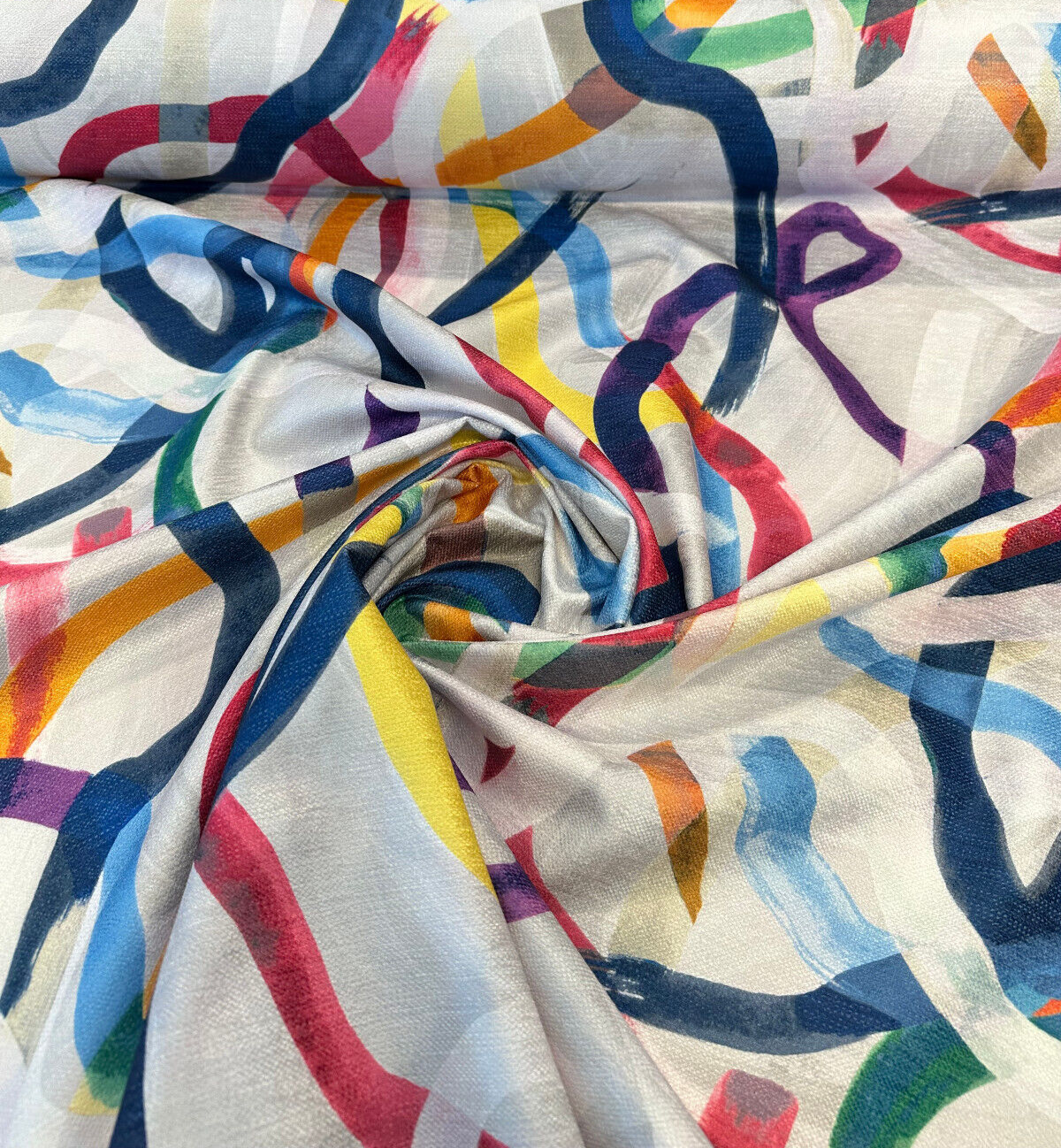 Metropolis Graffiti Velvet Fabric - Multicolor Graffiti Pattern, 56" Width (1 Yard)