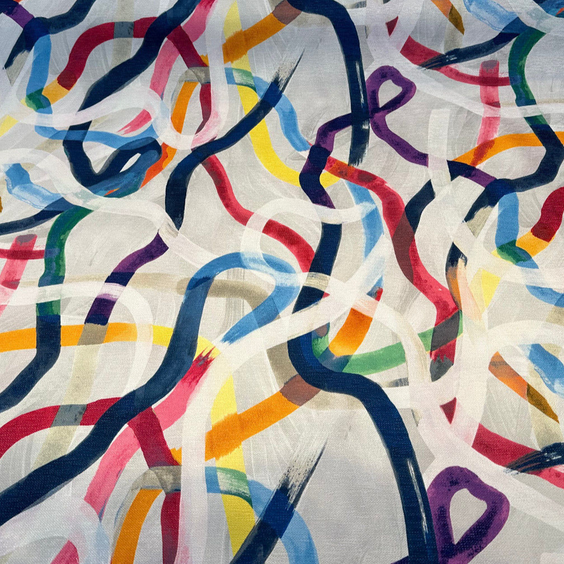 Metropolis Graffiti Velvet Fabric - Multicolor Graffiti Pattern, 56" Width (1 Yard)