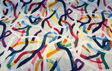 Metropolis Graffiti Velvet Fabric - Multicolor Graffiti Pattern, 56" Width (1 Yard)