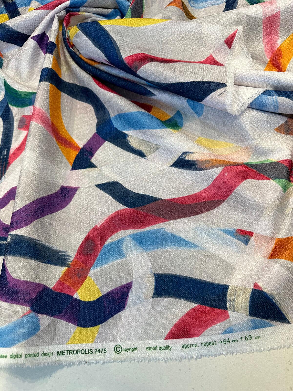 Metropolis Graffiti Velvet Fabric - Multicolor Graffiti Pattern, 56" Width (1 Yard)