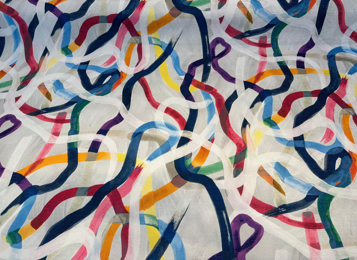 Metropolis Graffiti Velvet Fabric - Multicolor Graffiti Pattern, 56" Width (1 Yard)