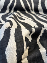 Sinkoku Zebra Black Linen Teflon Fabric - Black Zebra Animal Print, 57" Width (1 Yard)