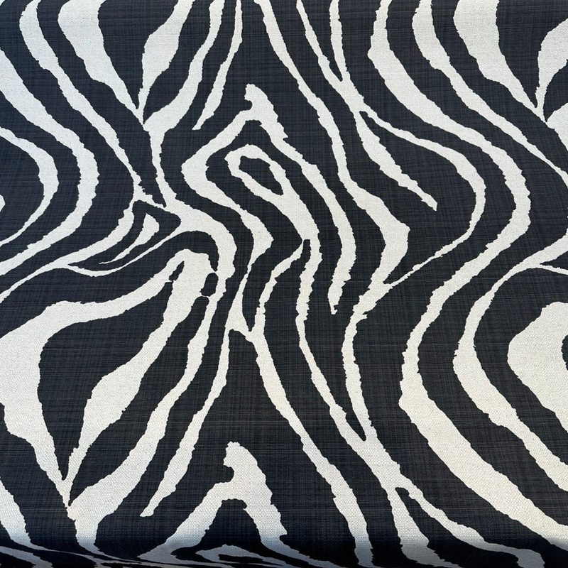 Sinkoku Zebra Black Linen Teflon Fabric - Black Zebra Animal Print, 57" Width (1 Yard)