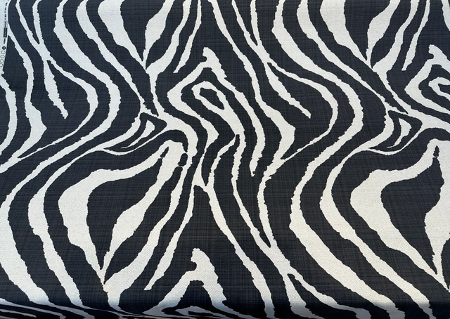 Sinkoku Zebra Black Linen Teflon Fabric - Black Zebra Animal Print, 57" Width (1 Yard)
