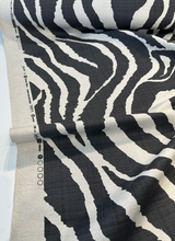 Sinkoku Zebra Black Linen Teflon Fabric - Black Zebra Animal Print, 57" Width (1 Yard)