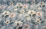 Magnolia Blossom Print Cotton Fabric - Cream, Pink, Green Floral, 54" Width (1 Yard)