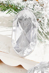 Silver Jewel Ornament 4 Inch to 5 Inch Luxury Holiday Decor