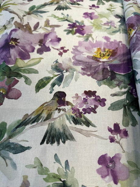 Peggy Cotton Fabric - Floral Butterflies, Lavender, 54" Width (By The Yard)