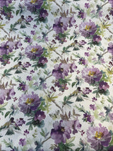 Peggy Cotton Fabric - Floral Butterflies, Lavender, 54" Width (By The Yard)