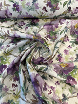 Peggy Cotton Fabric - Floral Butterflies, Lavender, 54" Width (By The Yard)