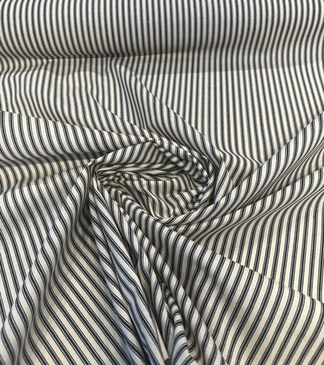 Waverly Timeless Ticking Cotton Fabric - Black Striped, 54" Width (1 Yard)
