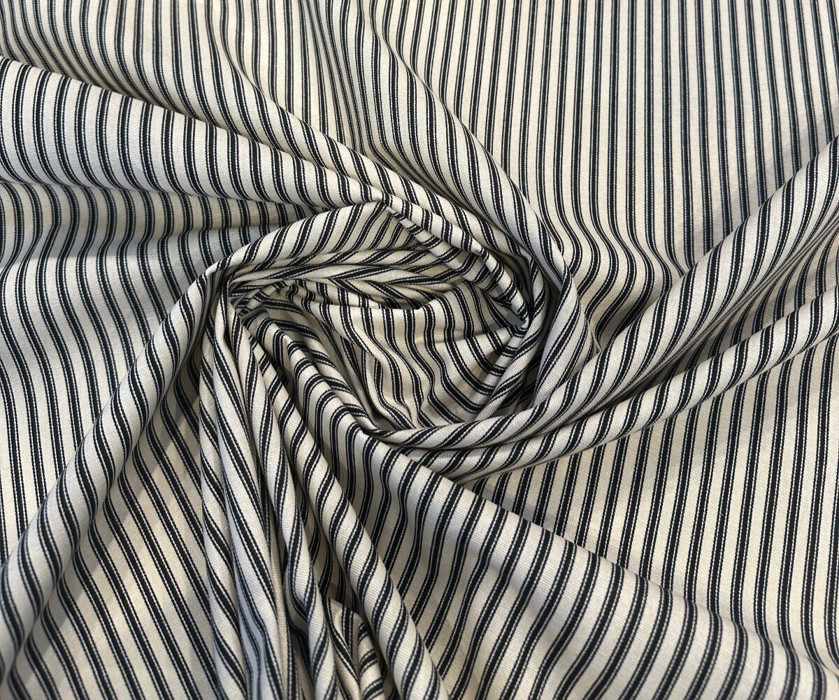 Waverly Timeless Ticking Cotton Fabric - Black Striped, 54" Width (1 Yard)
