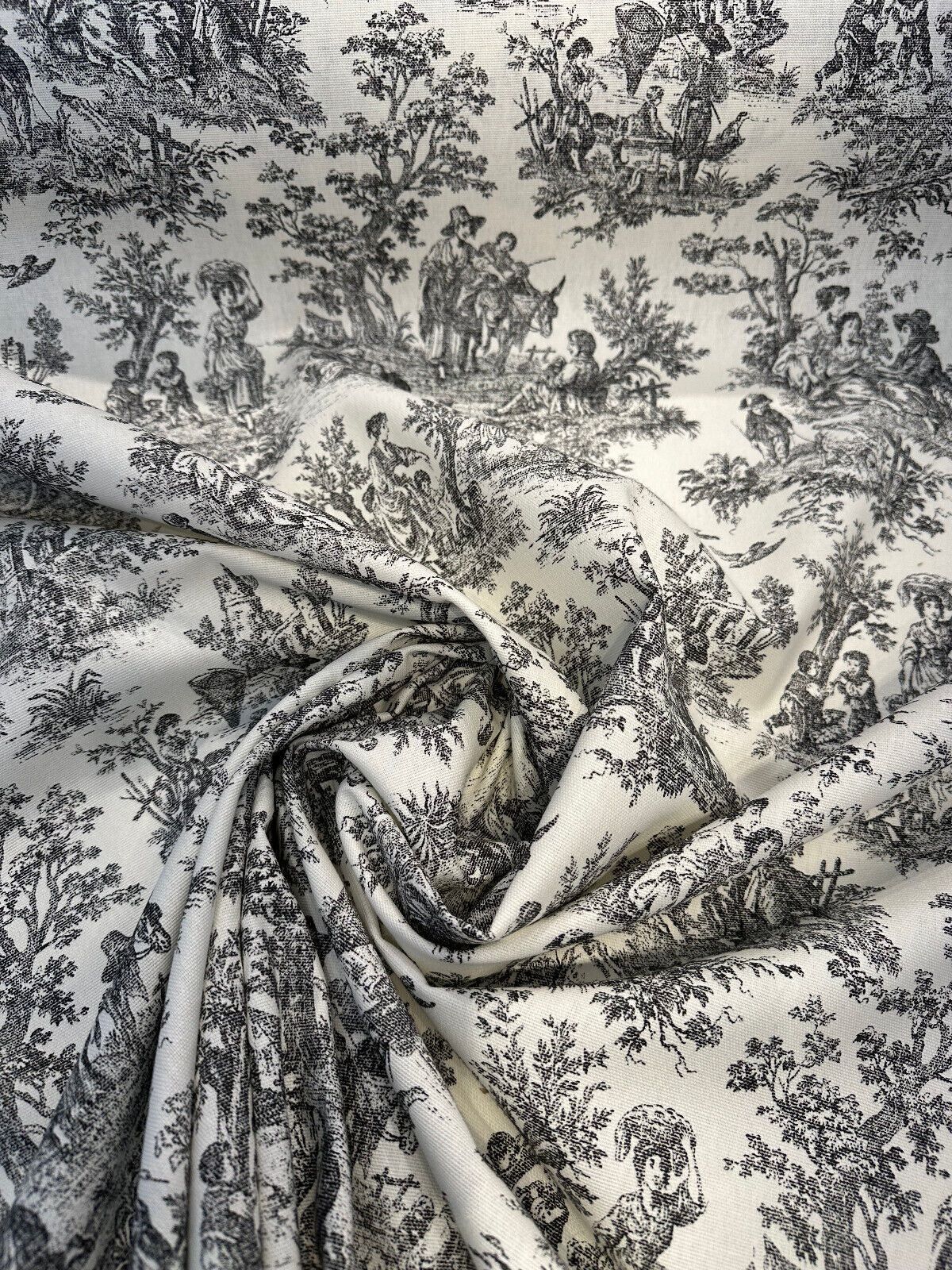 Waverly Toile Noir 100 Percent Cotton Fabric - Black And White/Off White Toile Print, 54" Width (1 Yard)