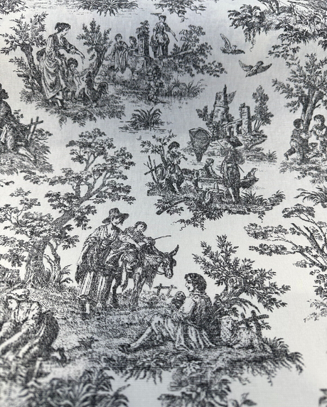 Waverly Toile Noir 100 Percent Cotton Fabric - Black And White/Off White Toile Print, 54" Width (1 Yard)