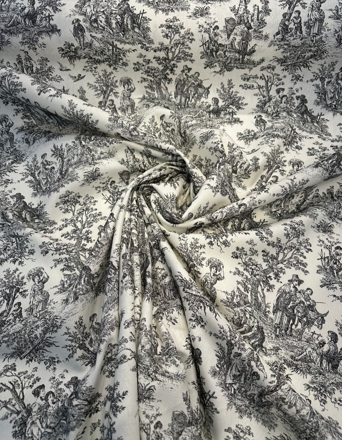 Waverly Toile Noir 100 Percent Cotton Fabric - Black And White/Off White Toile Print, 54" Width (1 Yard)
