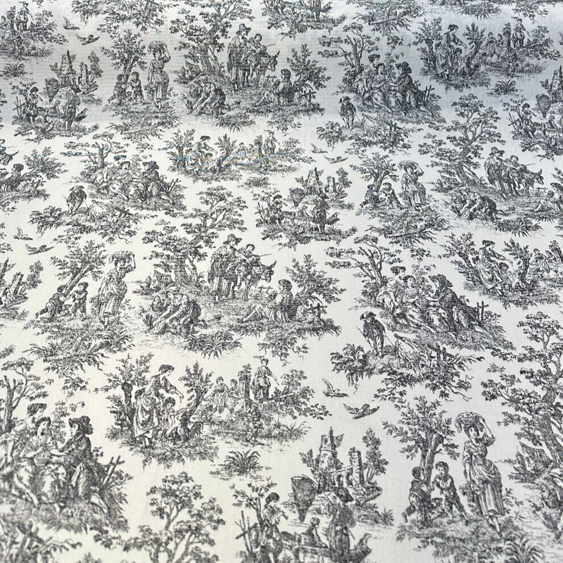 Waverly Toile Noir 100 Percent Cotton Fabric - Black And White/Off White Toile Print, 54" Width (1 Yard)