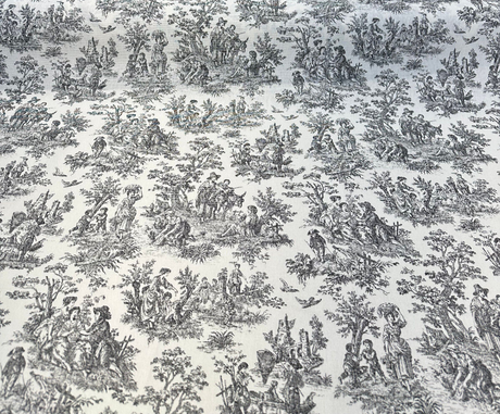 Waverly Toile Noir 100 Percent Cotton Fabric - Black And White/Off White Toile Print, 54" Width (1 Yard)