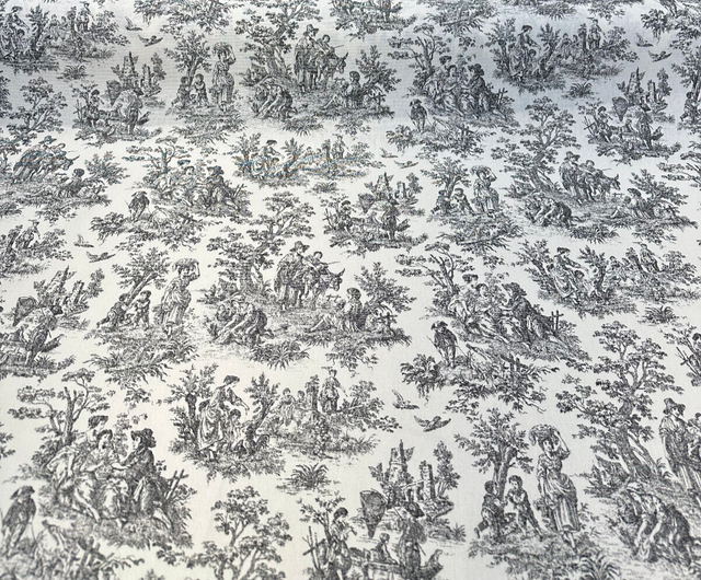 Waverly Toile Noir 100 Percent Cotton Fabric - Black And White/Off White Toile Print, 54" Width (1 Yard)