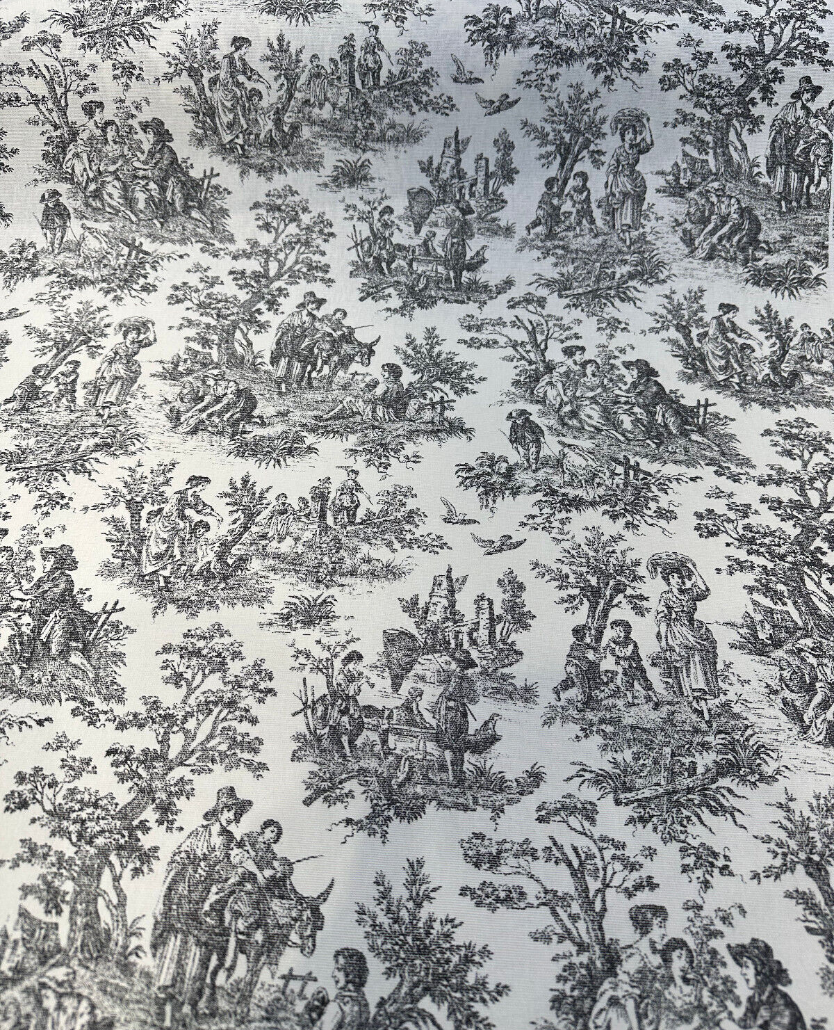 Waverly Toile Noir 100 Percent Cotton Fabric - Black And White/Off White Toile Print, 54" Width (1 Yard)