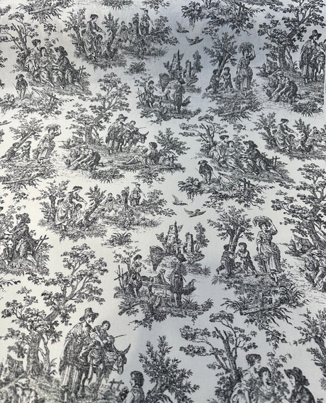 Waverly Toile Noir 100 Percent Cotton Fabric - Black And White/Off White Toile Print, 54" Width (1 Yard)
