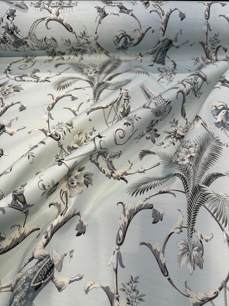 Waverly Mandarin Prose Cotton Fabric - Moonstone Chinoiserie Floral, 54" Width (1 Yard)