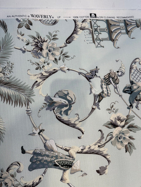 Waverly Mandarin Prose Cotton Fabric - Moonstone Chinoiserie Floral, 54" Width (1 Yard)