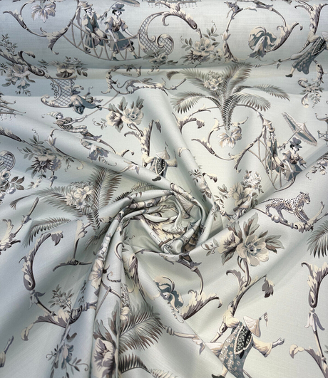 Waverly Mandarin Prose Cotton Fabric - Moonstone Chinoiserie Floral, 54" Width (1 Yard)