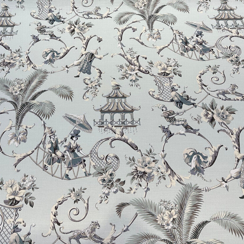 Waverly Mandarin Prose Cotton Fabric - Moonstone Chinoiserie Floral, 54" Width (1 Yard)