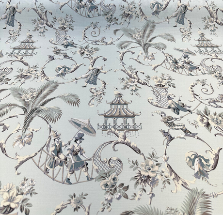 Waverly Mandarin Prose Cotton Fabric - Moonstone Chinoiserie Floral, 54" Width (1 Yard)