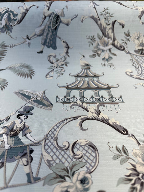 Waverly Mandarin Prose Cotton Fabric - Moonstone Chinoiserie Floral, 54" Width (1 Yard)
